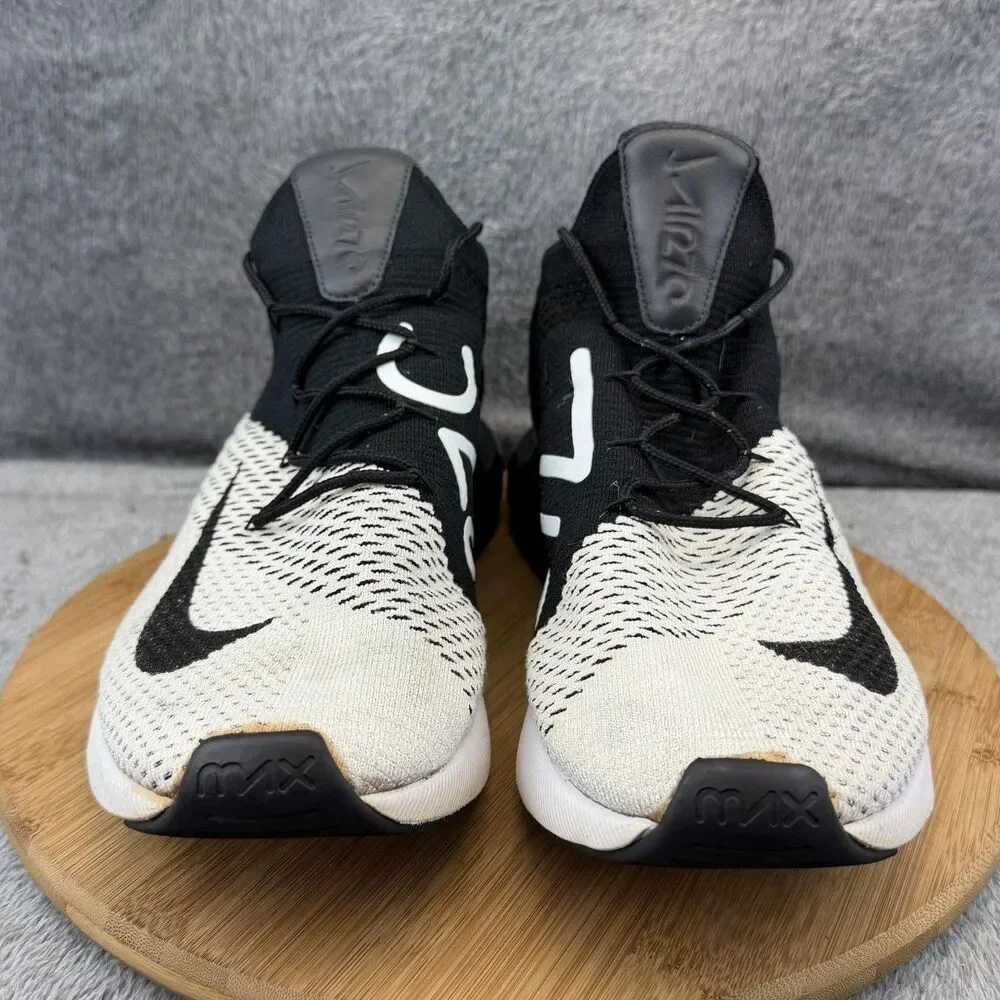 Nike Air Max 270 Flyknit Shoes Mens Size 14 White Black Sneakers AO1023-100